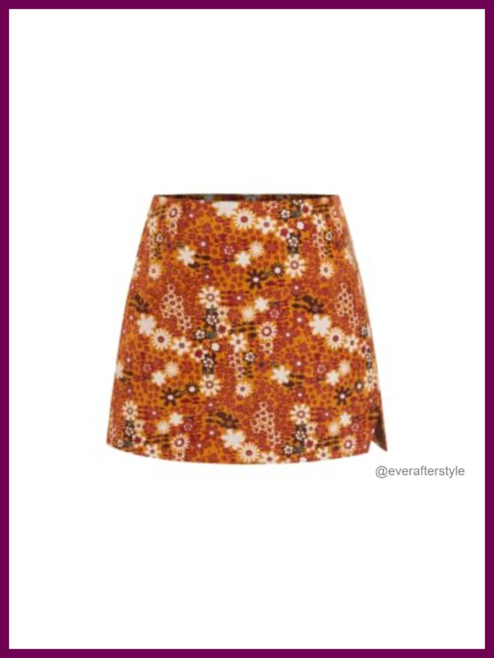 Corduroy Floral A Line Mini Skirt with Built in Shorts Side Slit